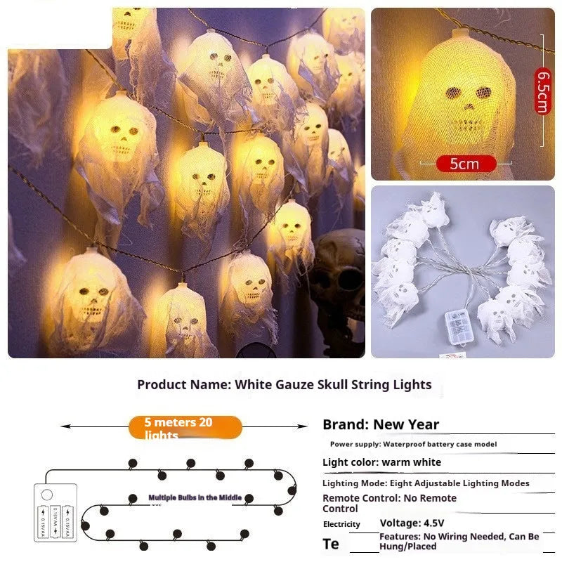 Halloween battery-powered coloured LED fairy lights for indoor wall horror decoration with plastic housing