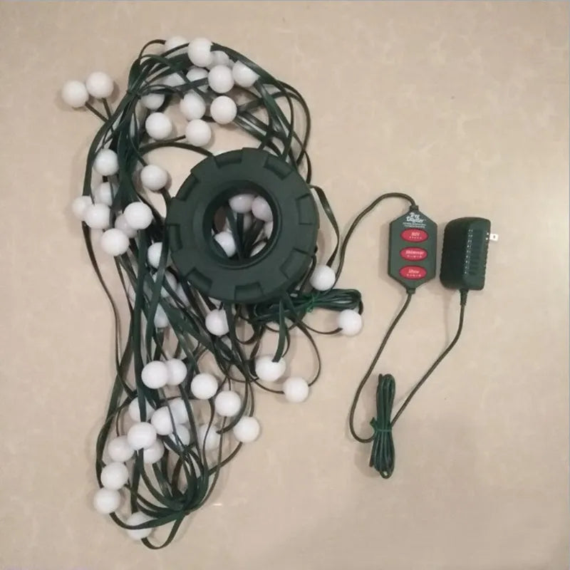 64 LED dazzler shower tree light string on a Christmas tree showing cascading lights with IP44 outdoor rating