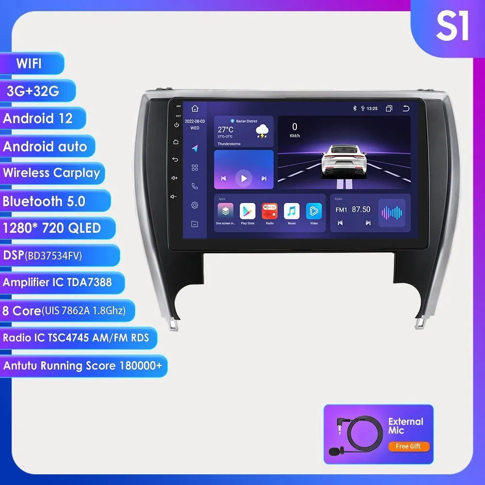 10-inch car navigation MP5 unit for Toyota Camry 2015 with metal ABS construction
