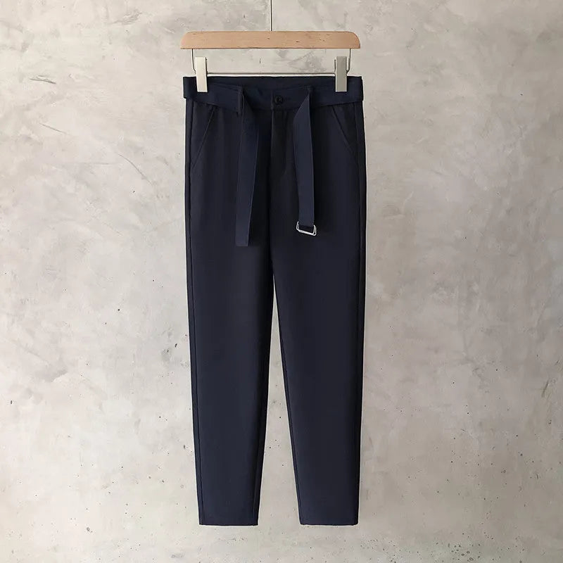 Boys slim straight wool trousers in tapered business casual style