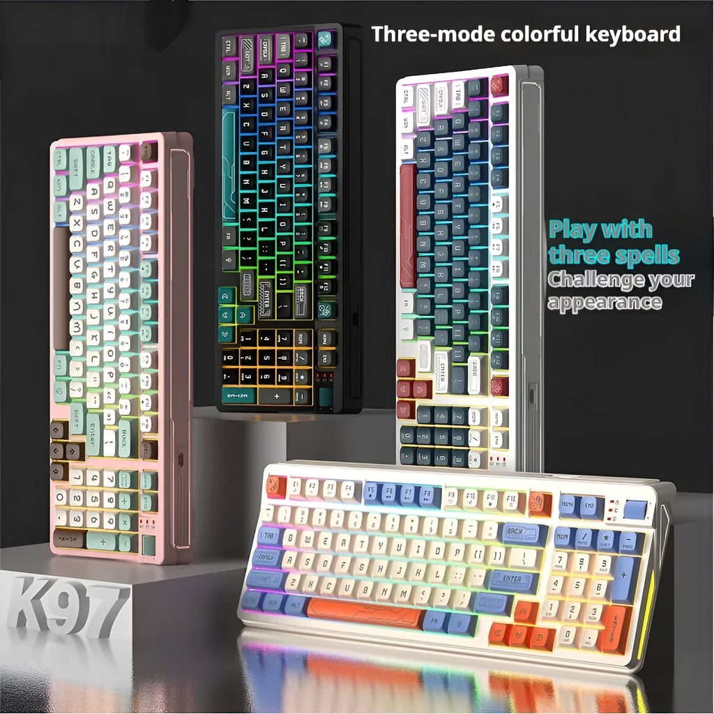 USB gaming keyboard with three-colour backlighting in compact 38.5cm design with mechanical feel keys