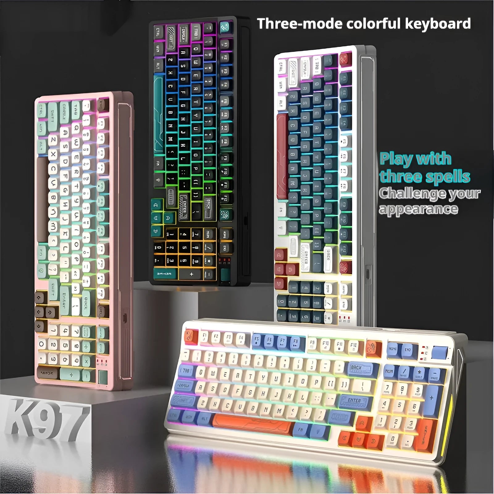 USB gaming keyboard with three-colour backlighting in compact 38.5cm design with mechanical feel keys