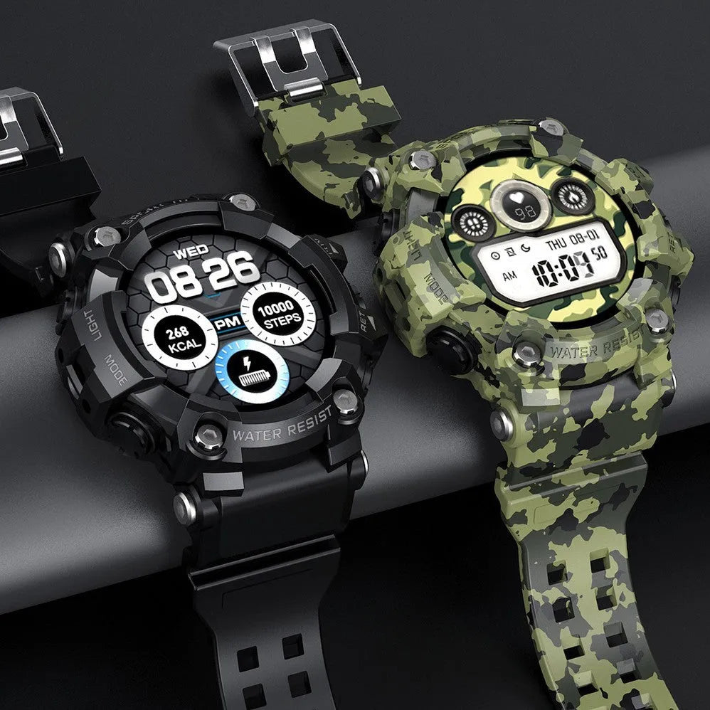 T6 Tactical Rugged Smart Watch with 1.3-inch screen in black or green colour