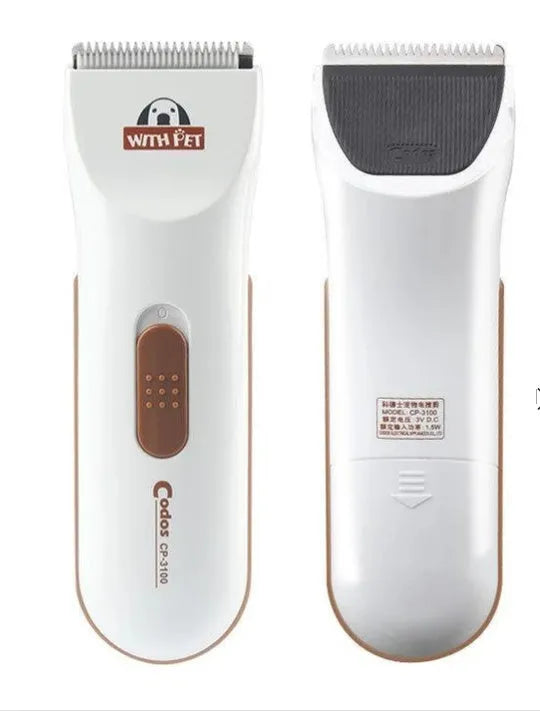 White pet hair clipper with ceramic blade for grooming cats and dogs