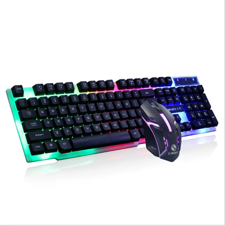 Limei Gtx300 white and black mechanical gaming keyboard and mouse set with backlit keys