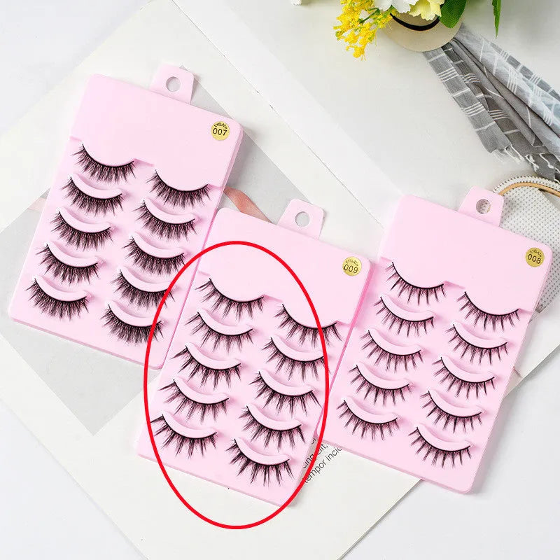 Manga style false eyelashes set showing three wispy styles for anime cosplay and Korean makeup