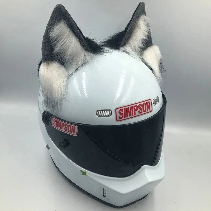 Set of ABS plastic animal ears and tail for motorcycle helmet customisation