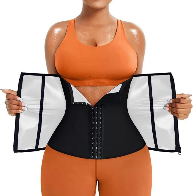 Adjustable neoprene sports waist belt for abdominal support in blue and silver colour options