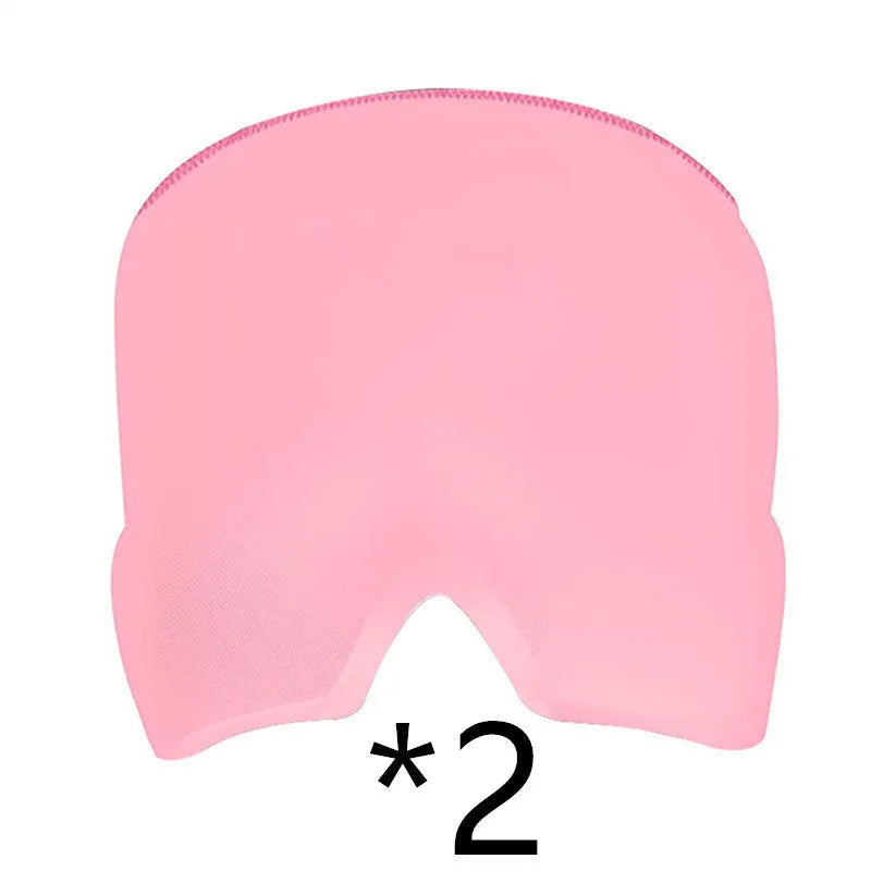 Black elastic gel cold compress eye mask for headache relief with measurements