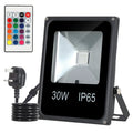 Black aluminium LED flood light with RGB colour changing capability for outdoor advertising and building lighting