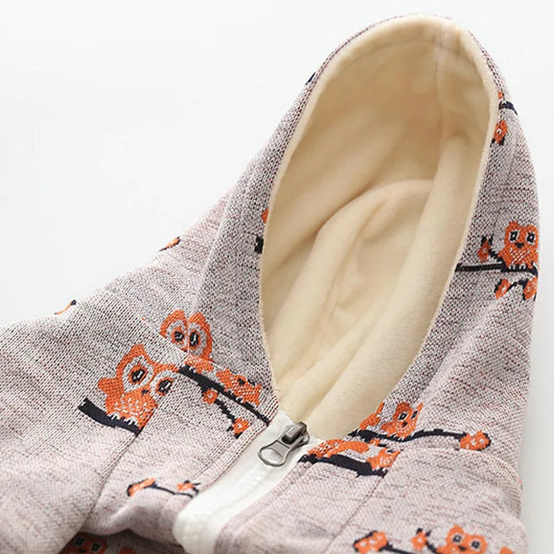 Blue cotton dog sweater with front zipper closure and pattern design