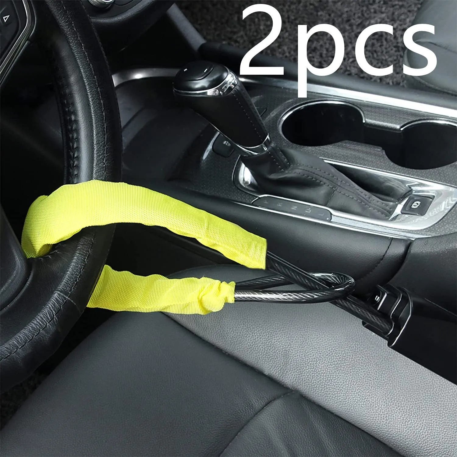 Red steel cable steering wheel lock for General Motors vehicles with copper core mechanism