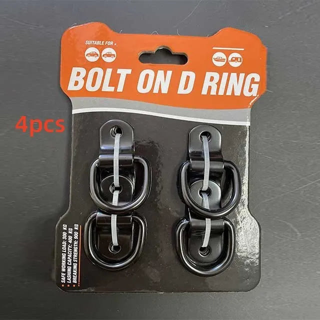 Galvanised carbon steel truck floor hook with a black pull ring for securing cargo.