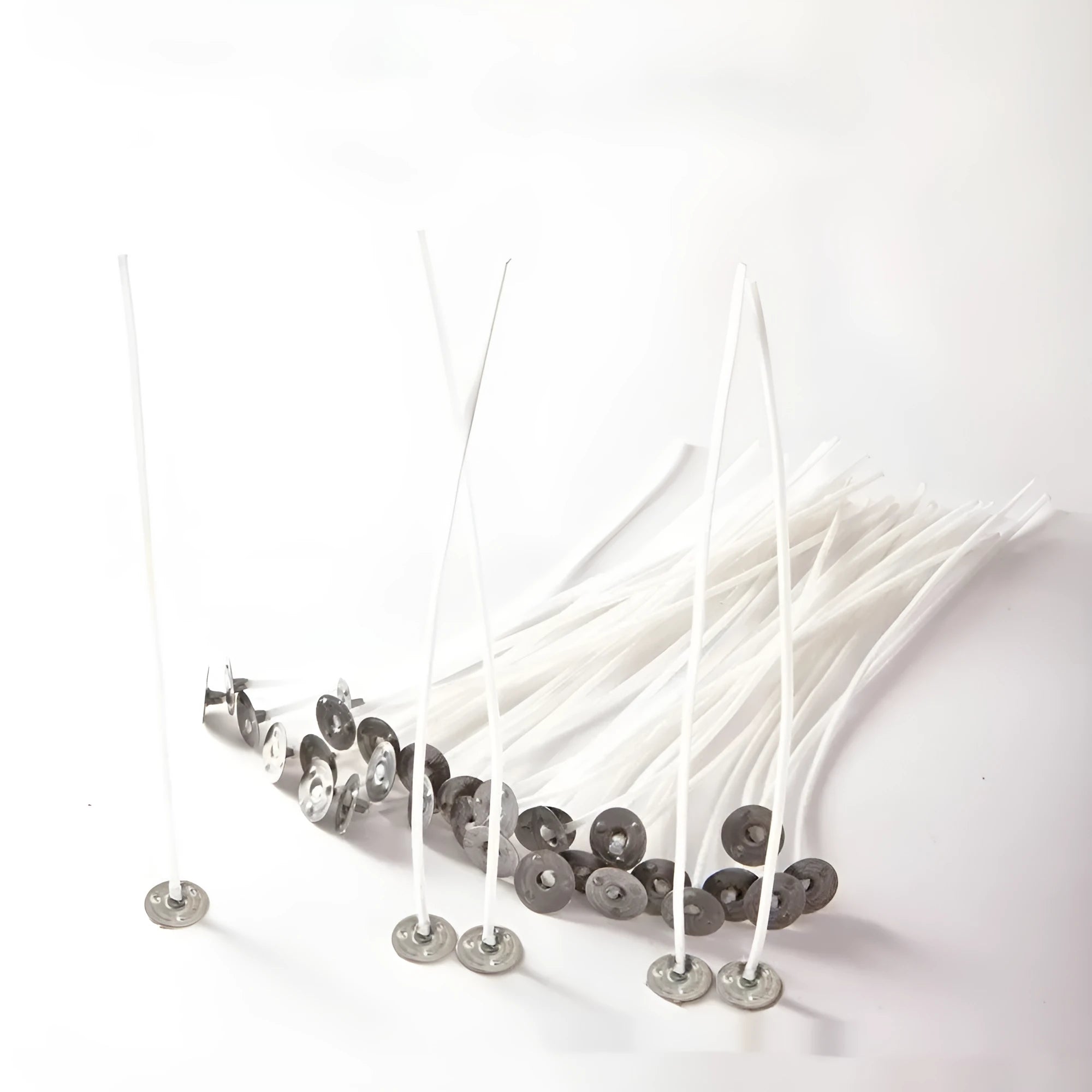 White cotton candle wicks in three lengths for DIY candle making