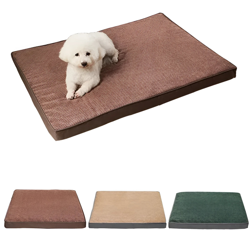 Pet memory foam mat for small medium large dogs in grey colour with removable washable cover on floor