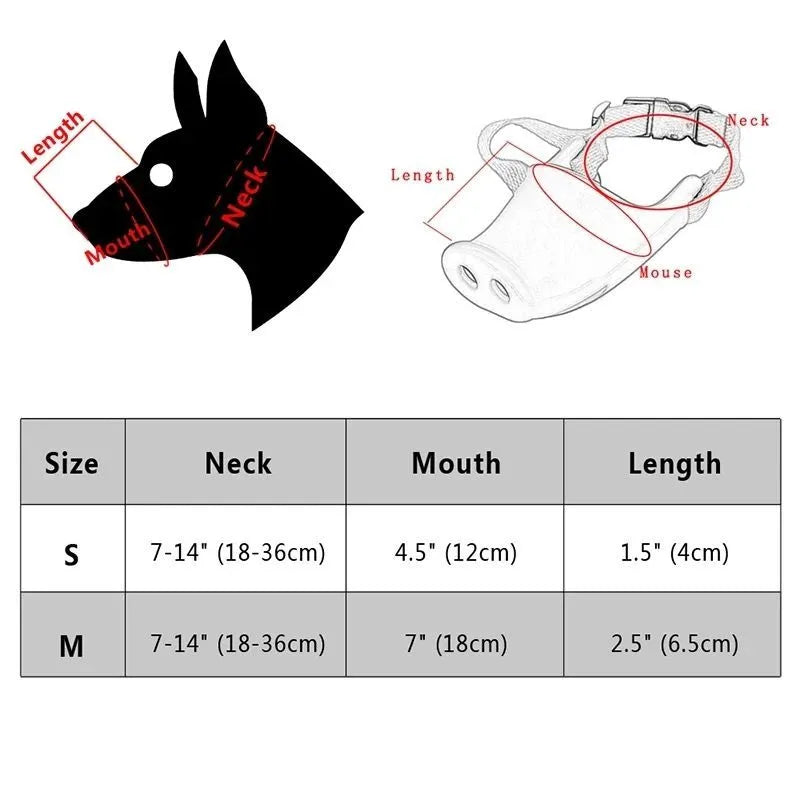 Dog anti-bite mouth cover made of silicone in green and blue, large and small sizes for long mouths and pet pigs