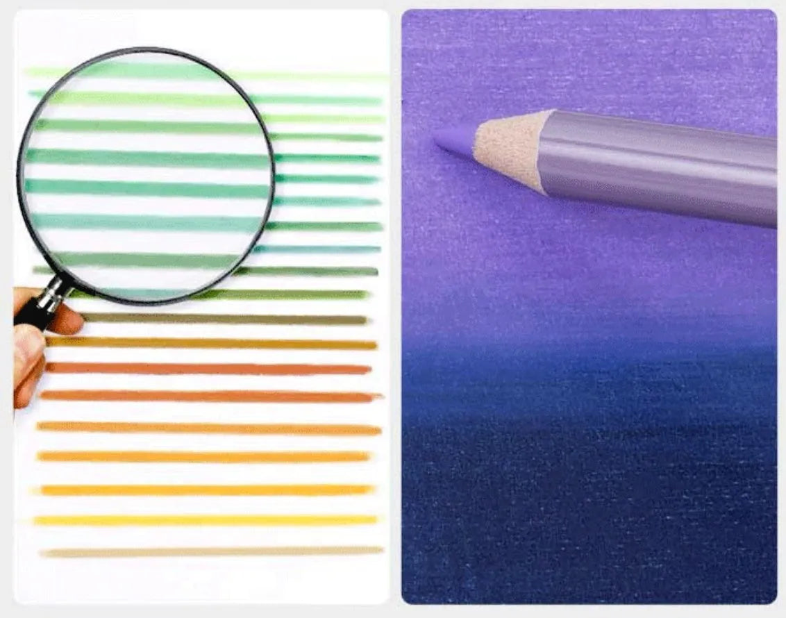 Boxed set of 72 coloured art pencils with basswood casings for drawing and sketching.