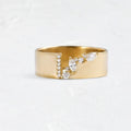 Gold electroplated copper women's ring with zircon stone centrepiece showing size options 6-10