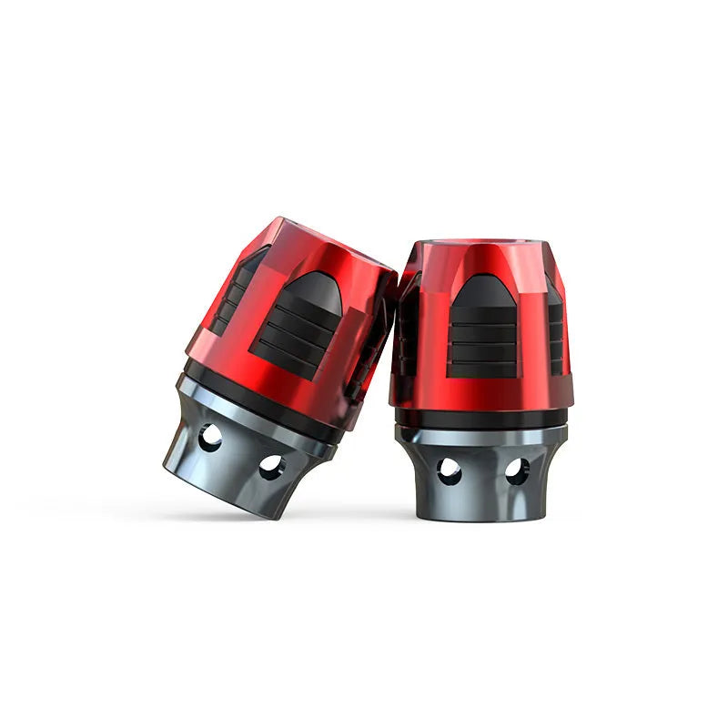 Aluminium alloy motorcycle fork cups pair in seven anodised colour options for front axle security