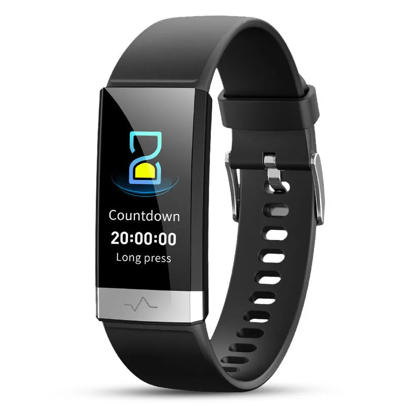 V19 smart fitness tracker bracelet in black, blue or red with health monitoring screen