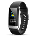 V19 smart fitness tracker bracelet in black, blue or red with health monitoring screen