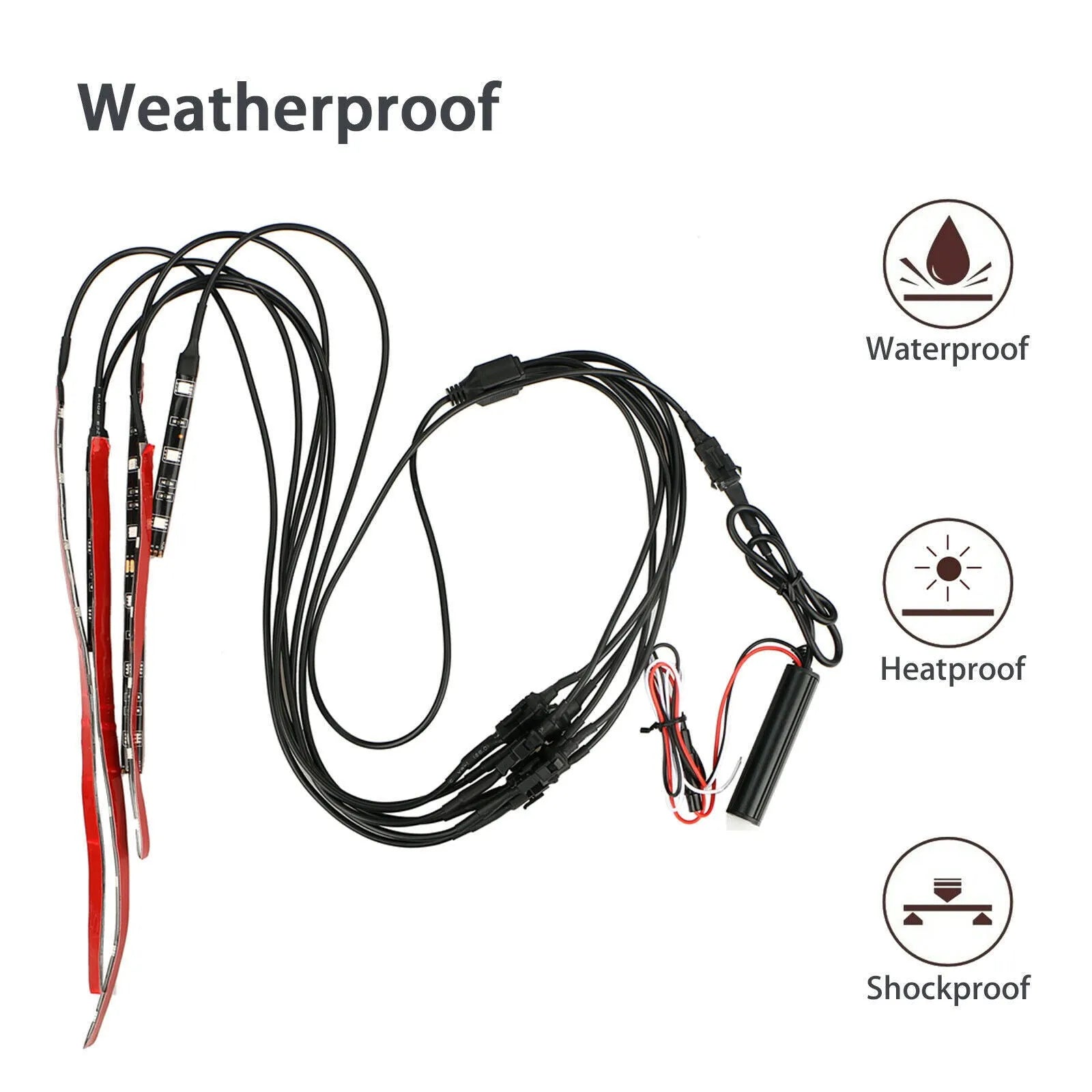 Black waterproof silicone LED light bar with wireless remote control for vehicle atmospheric lighting