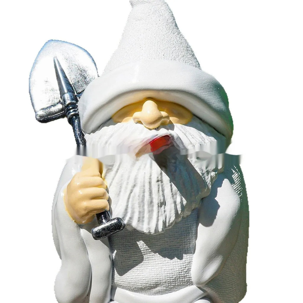 Resin smoking shovel dwarf Christmas ornament for garden decoration display