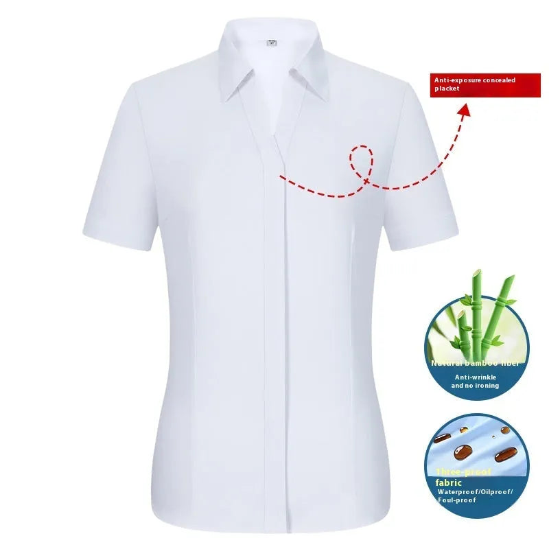 Men's waterproof business shirt in bamboo fibre with slim fit and square collar