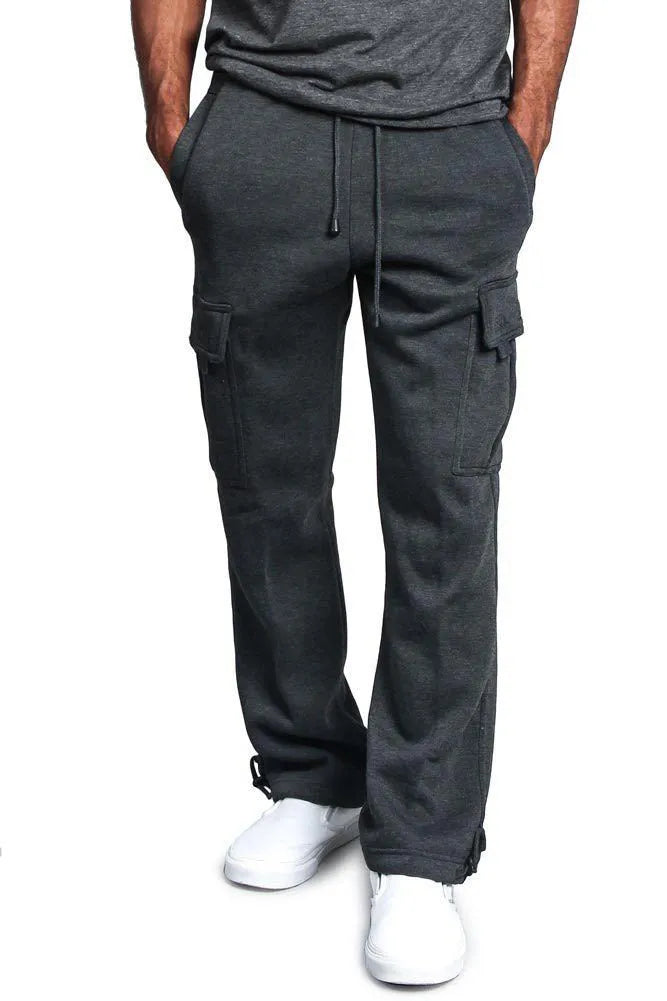 Casual multi-pocket loose straight-leg overalls in white, black, dark gray, light gray, army green, and red