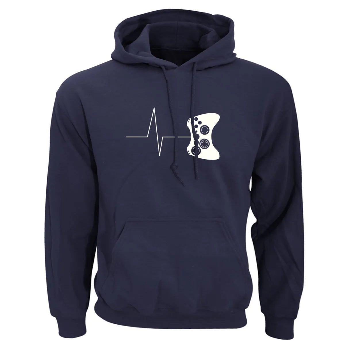 Casual men's loose long-sleeved plus fleece sweater with round neck, printed pattern, and patch pockets, in grey
