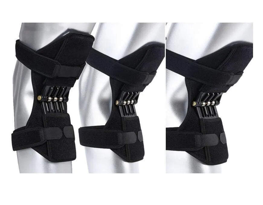 Knee brace with spring mechanism in adjustable design for mountaineering and sports activities
