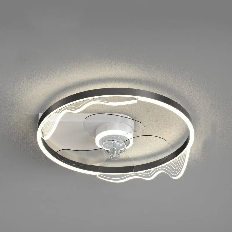 Nordic style white ceiling lamp with integrated fan and light for children's room