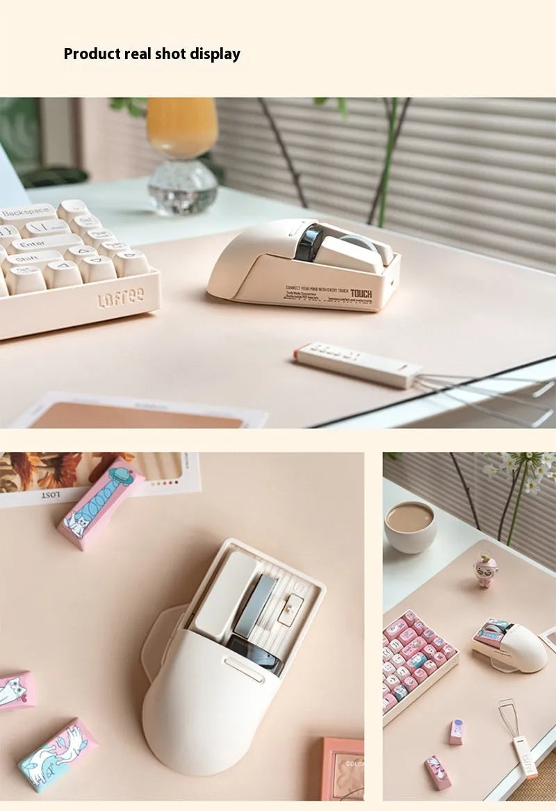 Xiaoqiao tofu colour wireless mouse showing seven buttons and scroll wheel