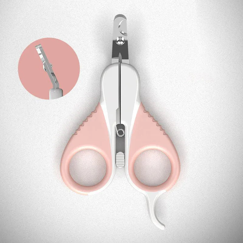 Cat nail clippers with angled blade and safety guard for small pets grooming