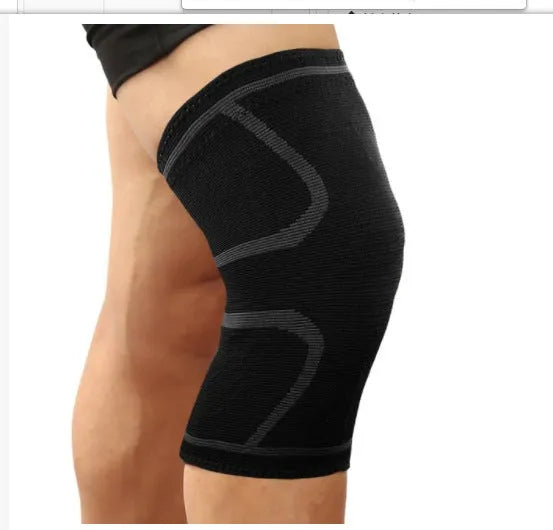 Black double corrugated non-slip stretch knee pad for sports