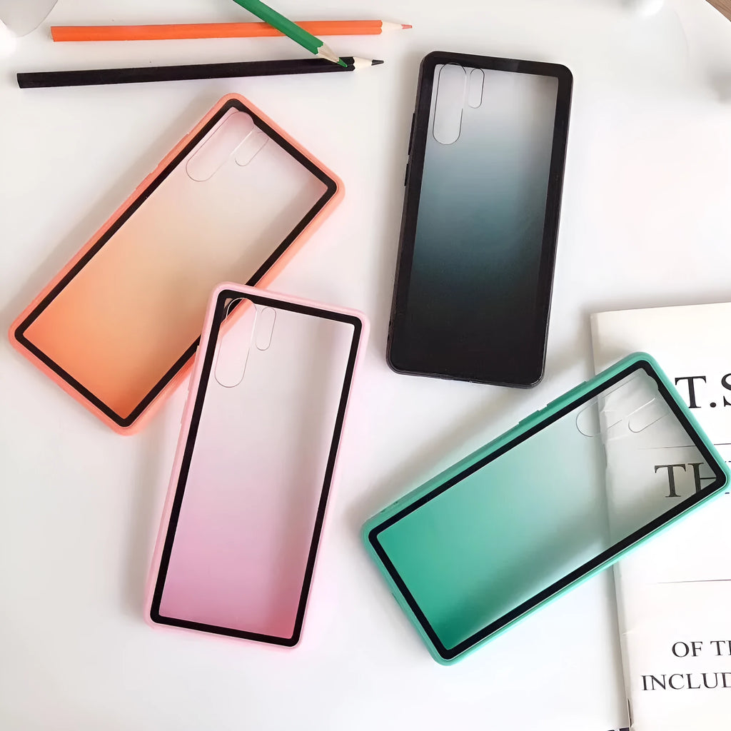 Rainbow coloured TPU and PC back cover case for Huawei smartphones.