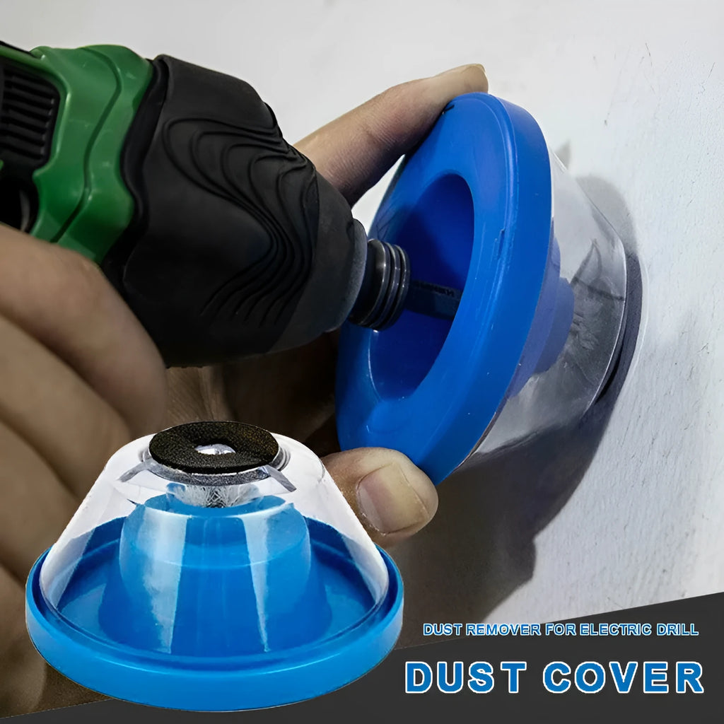 Blue bowl-shaped electric hammer dust cover accessory for collecting drilling debris.