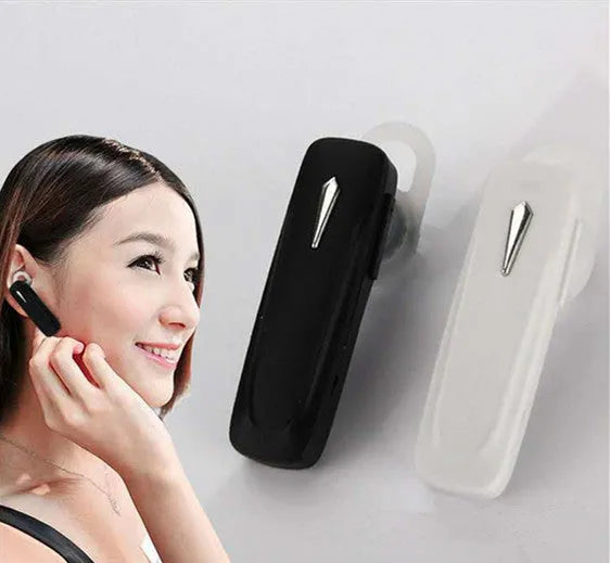 M163 Bluetooth car headset in black or white for hands-free calls and music control