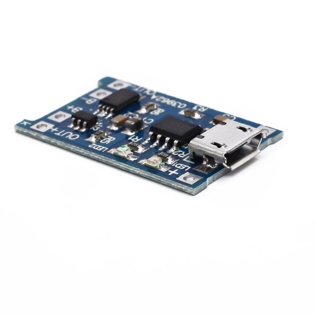 Blue TP4056 lithium battery charging and protection board with DW01 circuit