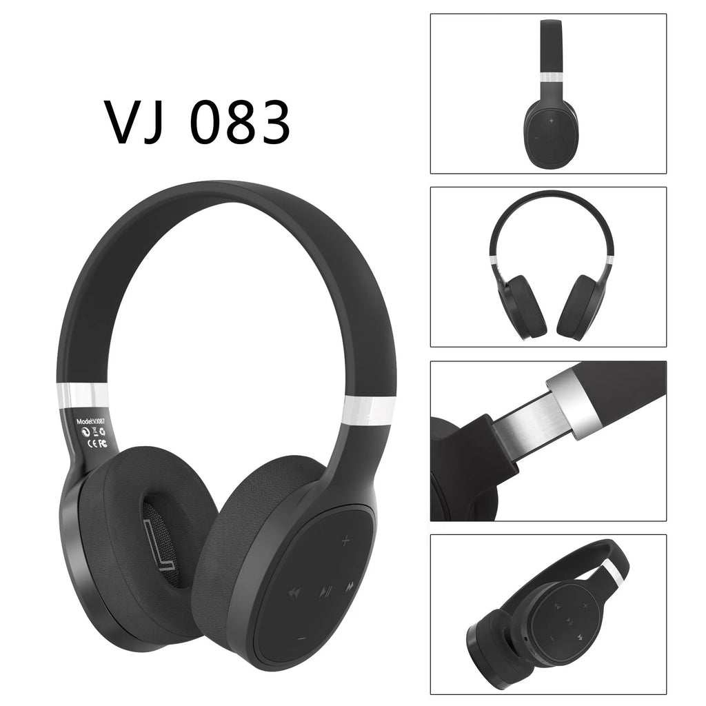 Wireless Bluetooth headset in black, blue, grey or white colours with over-ear design and 40mm speakers.