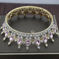 Baroque bridal crown headdress with rhinestone accents, alloy frame, 12.5cm diameter, gold powder finish
