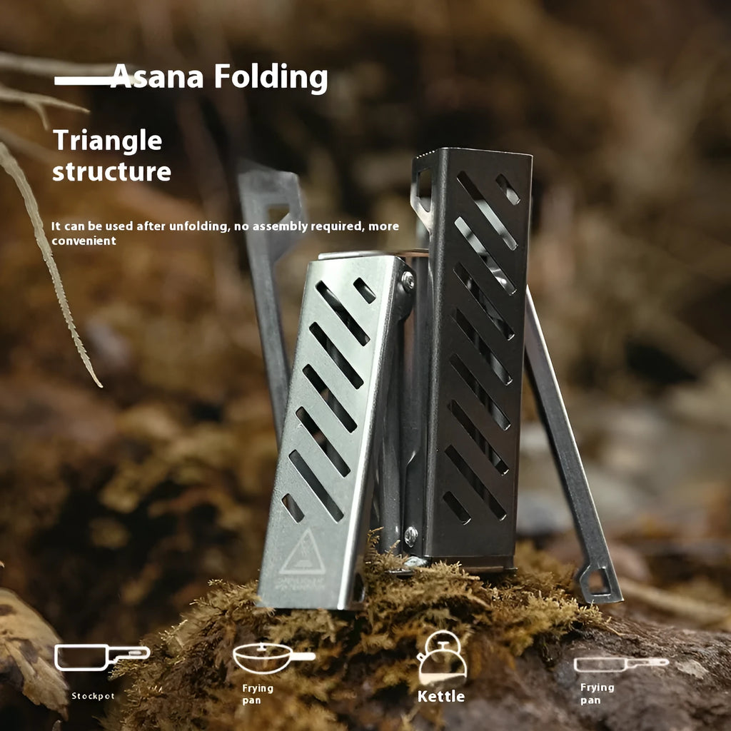 Hexagon foldable alcohol camping stove in black or silver colour with alloy construction