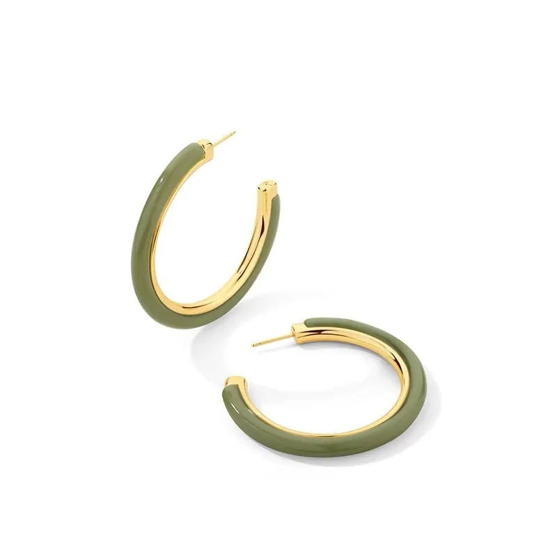 Copper leopard print geometric ring-style earrings for women electroplated gold finish