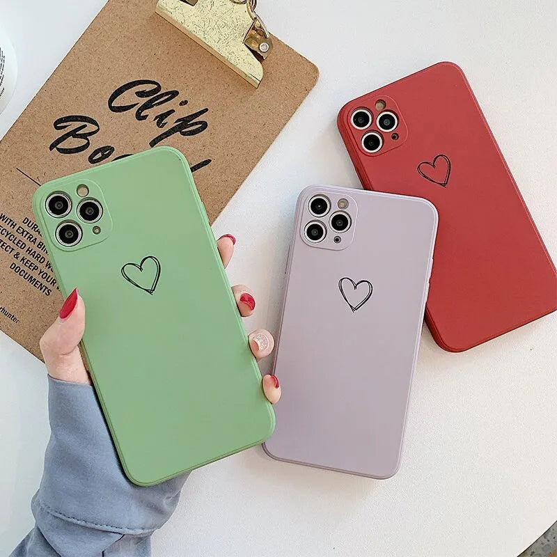 A solid-colour TPU silicone back cover case for Apple iPhone models, shown in multiple colour options.