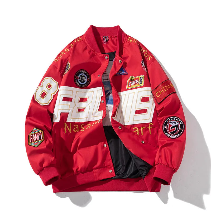 Black red blue motorcycle baseball uniform with hood and cotton padding for autumn winter riding