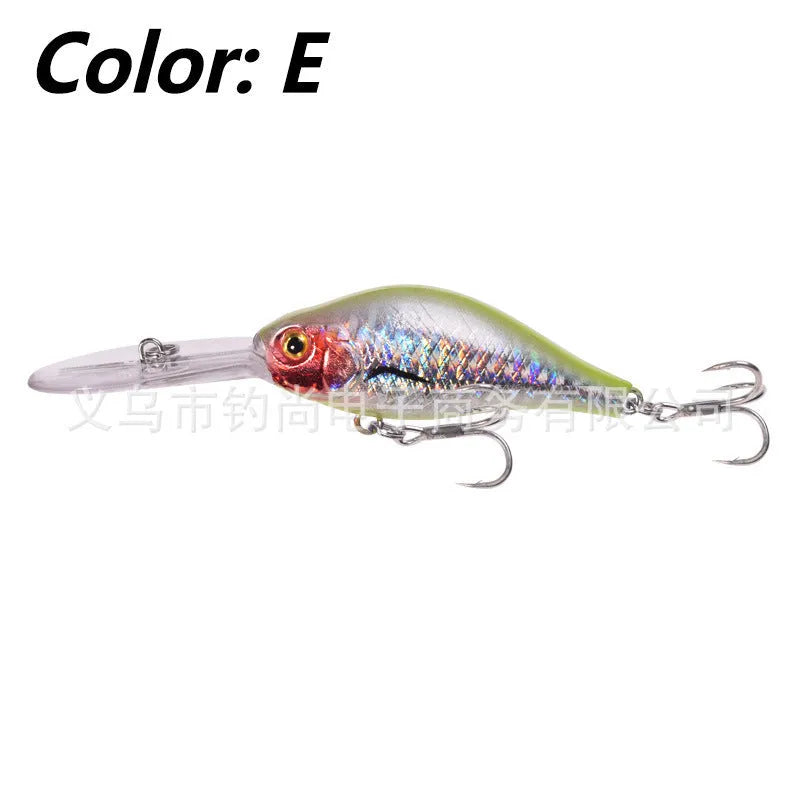 Fat Man Deep Diving Mino Lure crankbait in colour showing long diving lip and treble hooks.