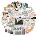 50 sheets of colourful graffiti cartoon pattern waterproof stickers, each 4-6cm long, on a white background.