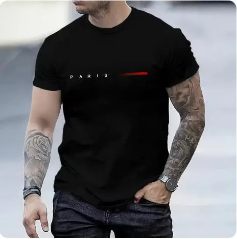 Men's slim fit casual top with a blue 3D printed mesh pattern on the front.