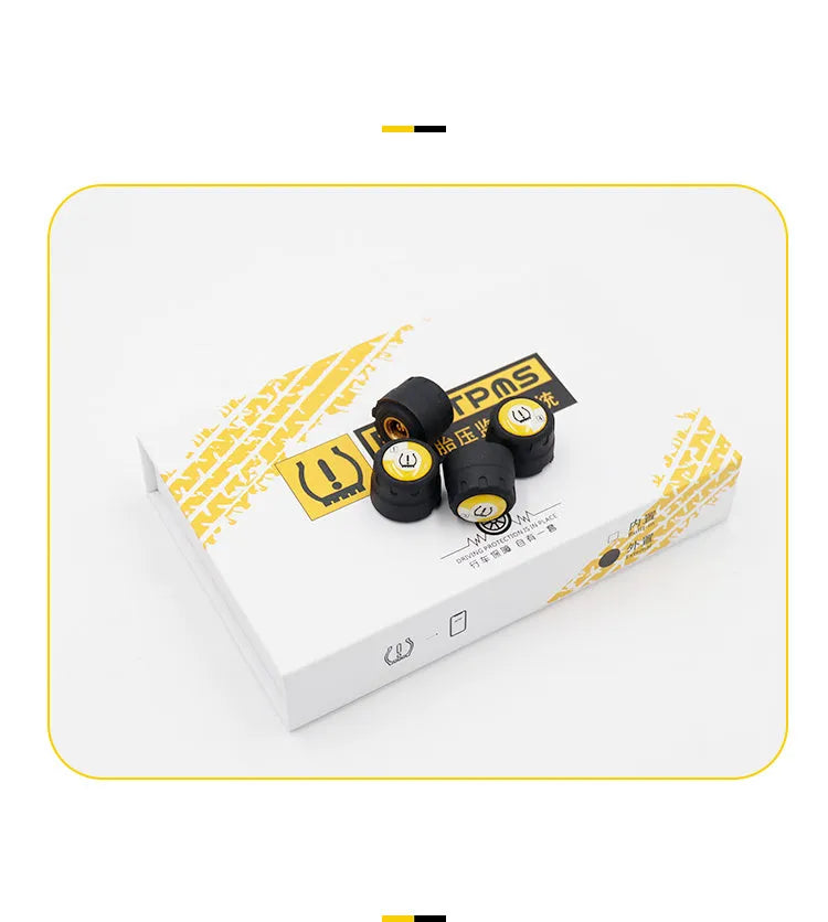 Wireless black external car tyre pressure sensor detector with IP67 waterproof rating and Bluetooth connectivity