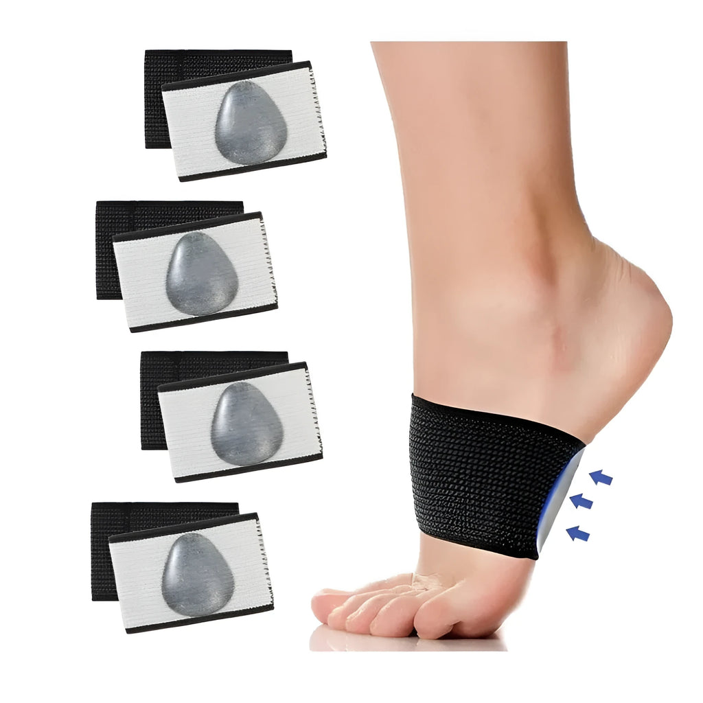Elastic foot bandage cover with heart pad design for arch support in two style options